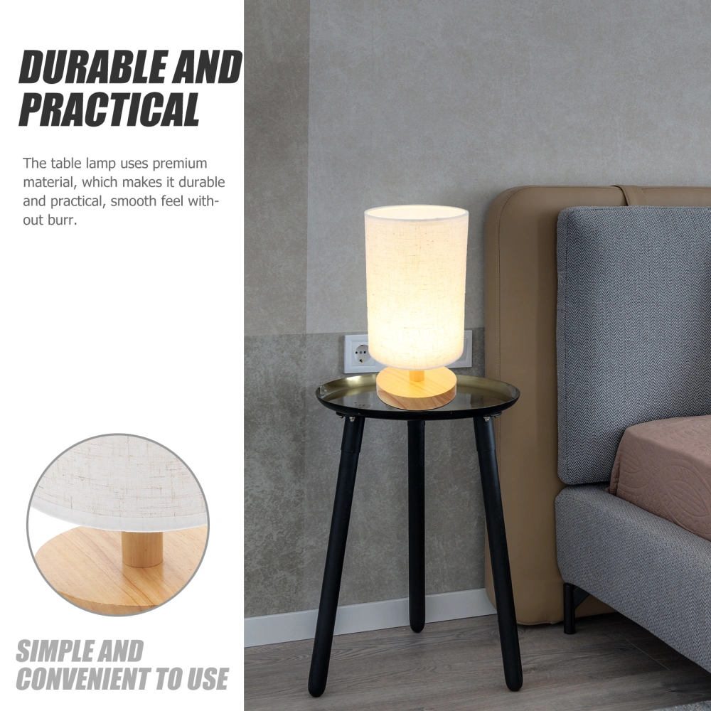 European Style Bedside Lamp Beside Table Lamp Wooden Desk Lamp with Fabric Linen Shade