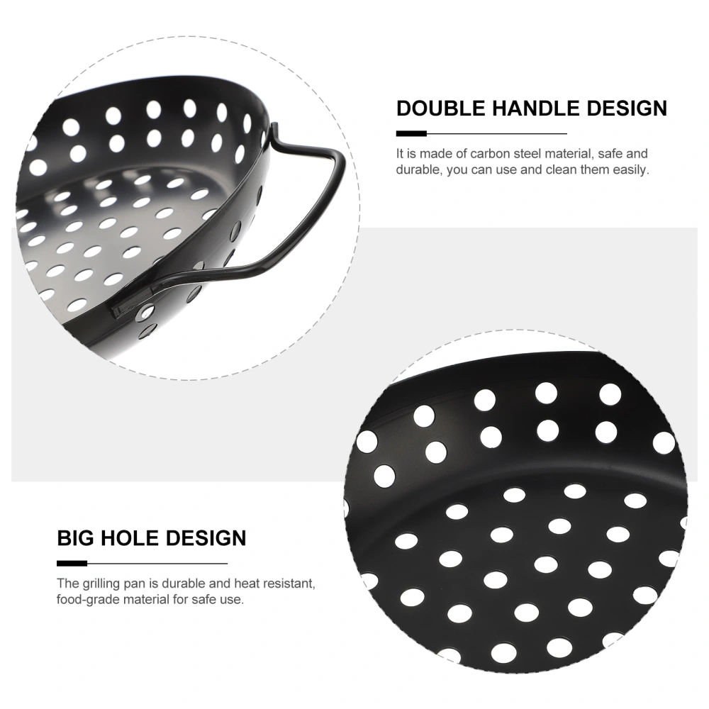 Portable Outdoor Barbecue Grill Basket with Large Holes Handle Grill Tray Plate