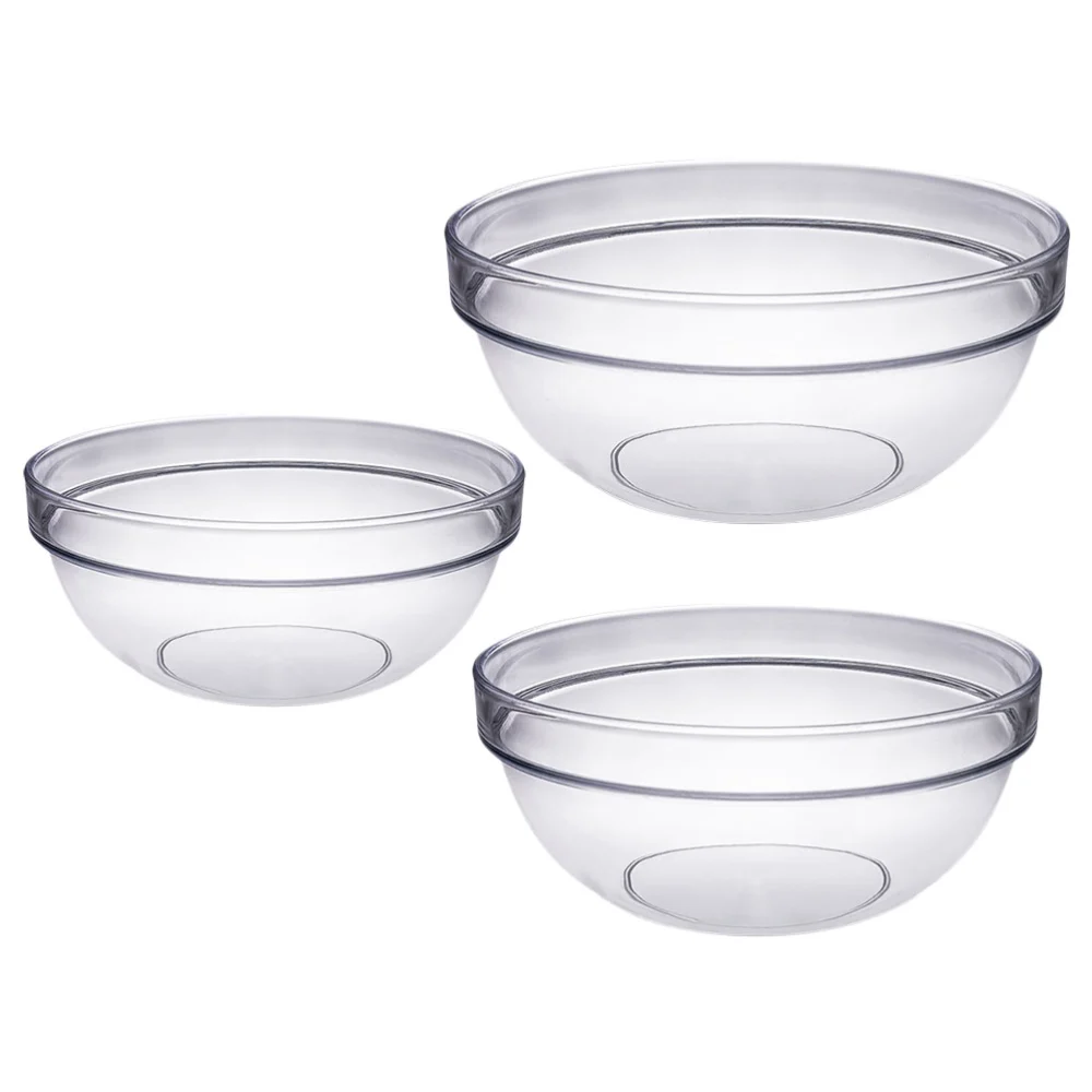 3Pcs Fruit Bowls Household Salad Bowls Multipurpose Tableware (Transparent)