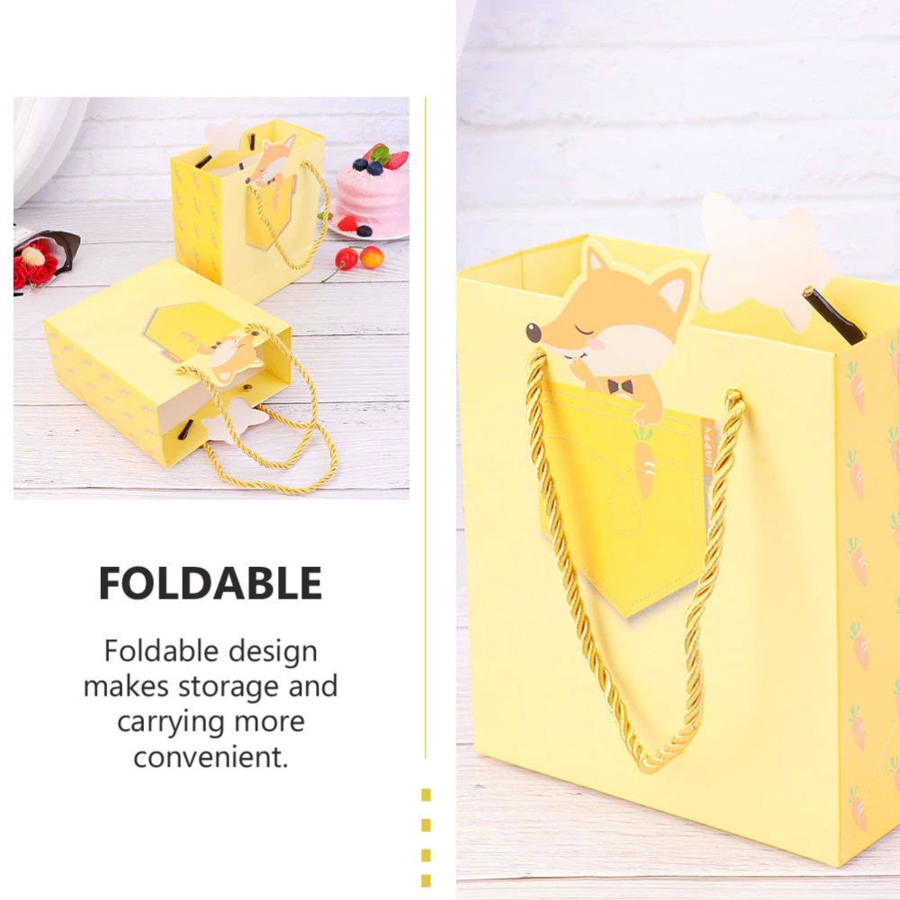 1 Set 16pcs Paper Bags Birthday Gift Packing Bags Gift Bags for Party (Yellow)