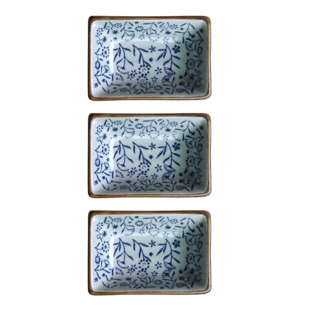 3pcs Ceramic Seasoning Dish Plates Hand Painted Underglaze Colored Tableware