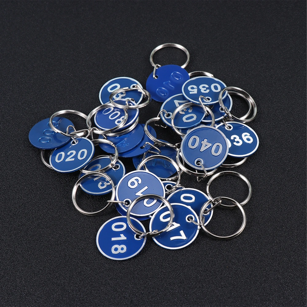 1 Set Prcatical Aluminium Metal Numbers Plates Luggage ID Tags Key Ring Labels for Home Office Hotel (Blue Nembers 1-100 One for Each)