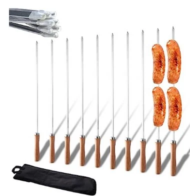 10 Pcs Flat Skewers  Barbecue Skewers  Barbecue Roasting Sticks  for Outdoor Campfire