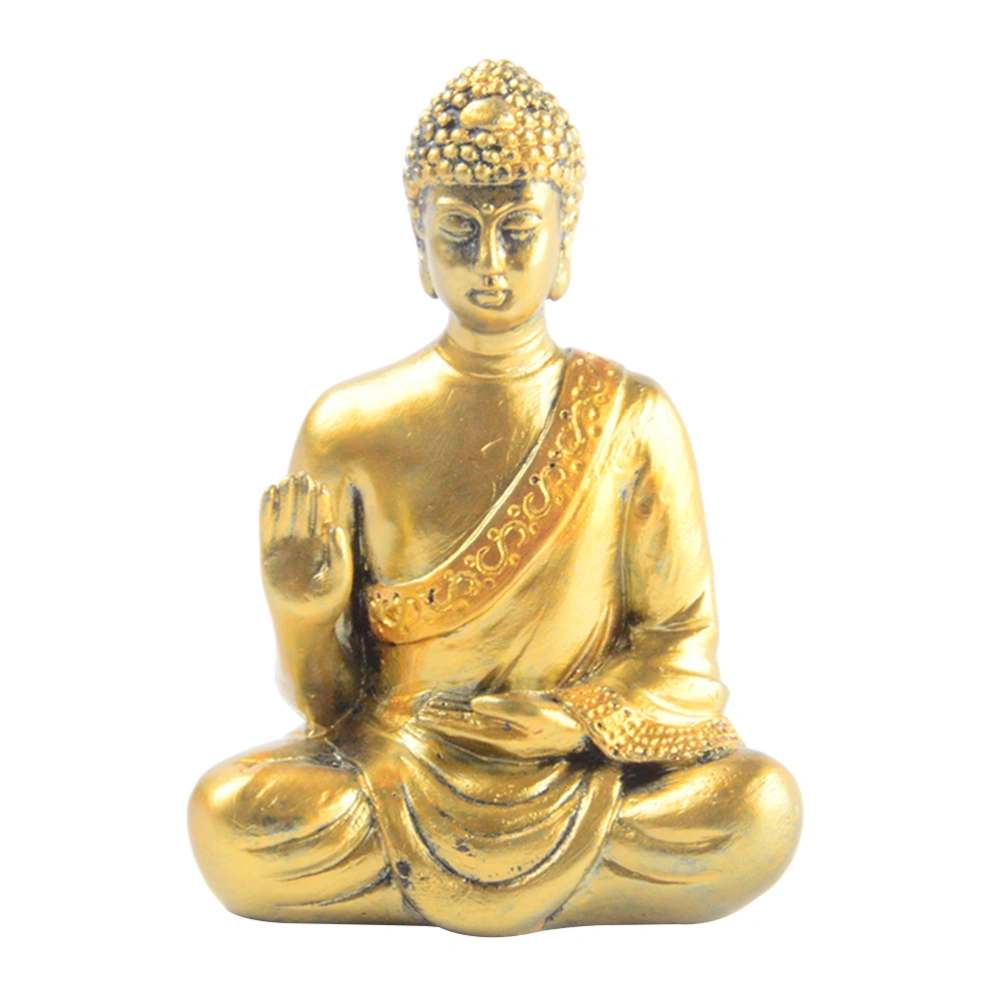 Creative Chinese Style Retro Buddha Figurine Sculpture Handmade Desktop Crafts Art Decor for Indoor Living Room Home (SCA-112 Golden)                                                                                                             