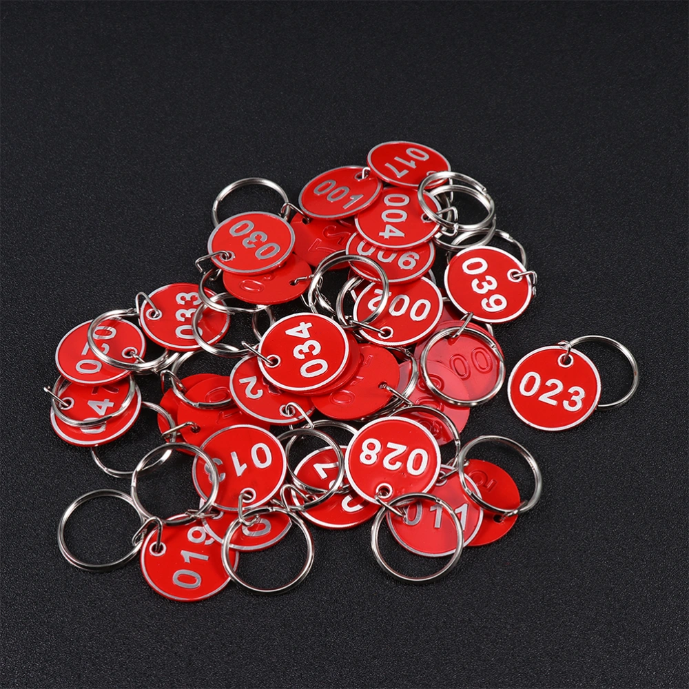 1 Set Aluminium Storage Tags Metal Numbers Plates Luggage ID Tags Key Ring Labels (Red, Number 1-50, 2Pc/Each Number)