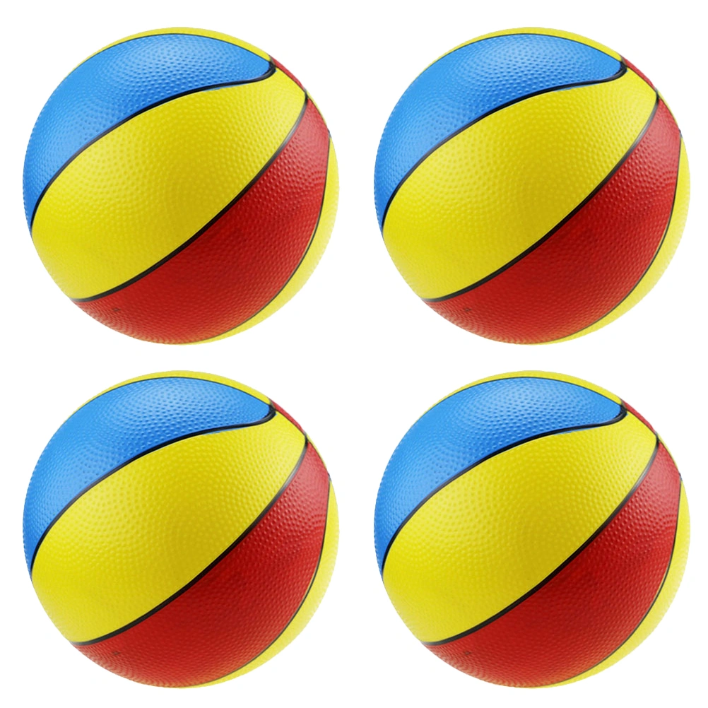 4pcs 8.5 Inches Small Inflatable Ball Beach Toy Kids 3 Color PVC Basketball Plaything for Indoor Outdoor Playing