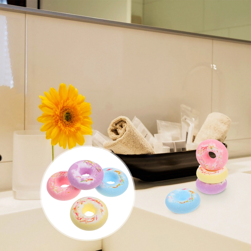 4Pcs Adorable Salt Bath Balls Doughnut Shape Bath Balls ( Random Color)