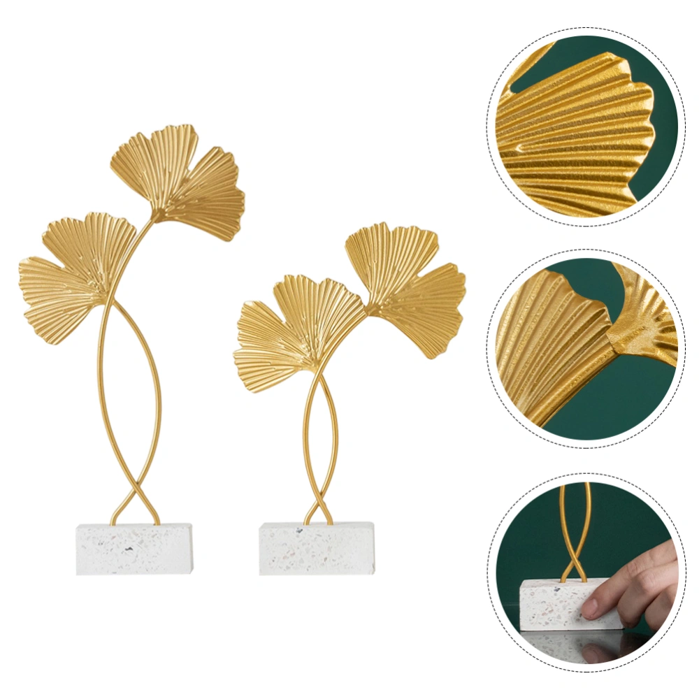 2PCS Nordic Gingko Leaf Adorns Iron Gingko Decors Golden Leaf Desktop Decors