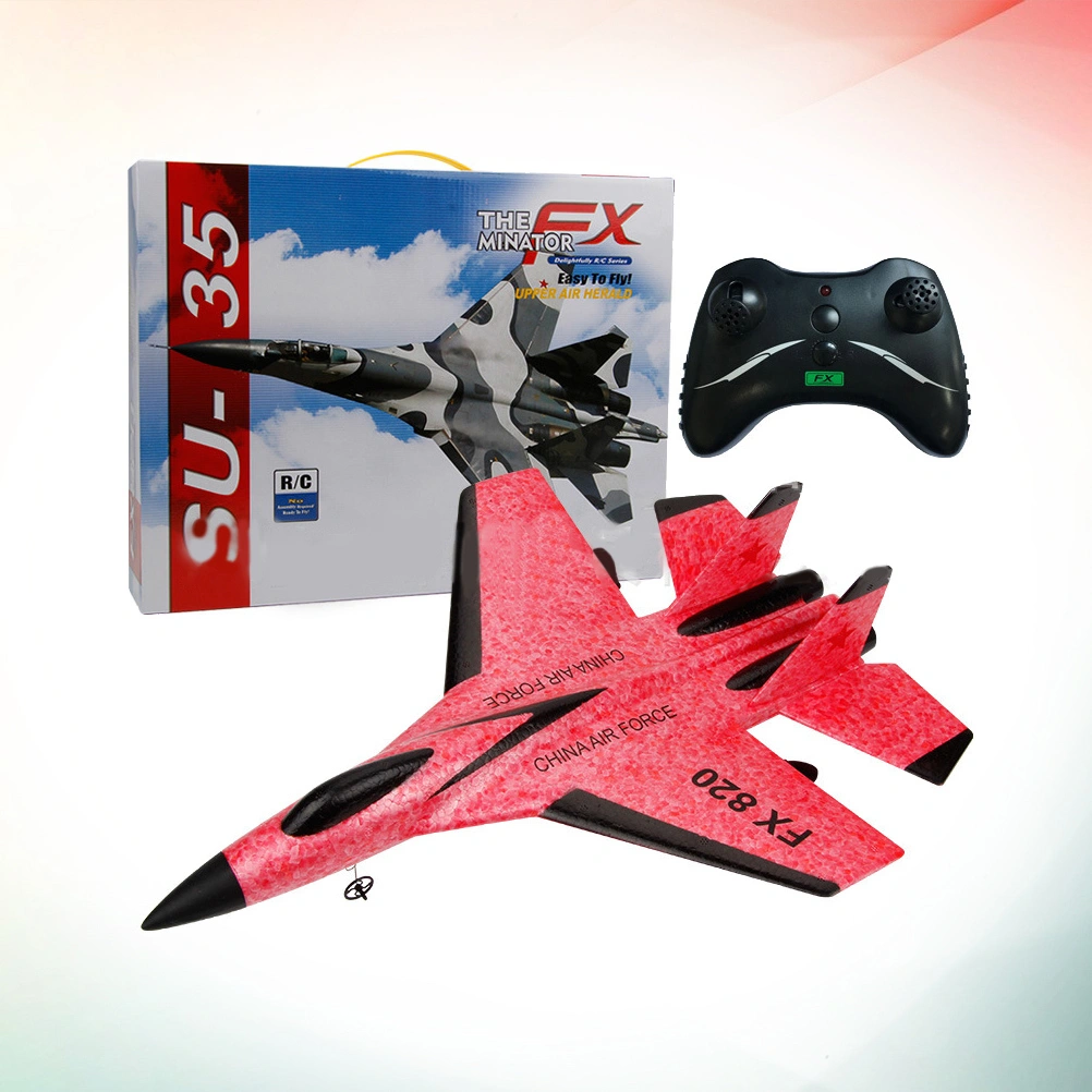 RC Airplane Fighter Toys Fixed Wingspan Glider Bilateral Screw Propeller Toy Aircraft for Boys And Girls (Red)