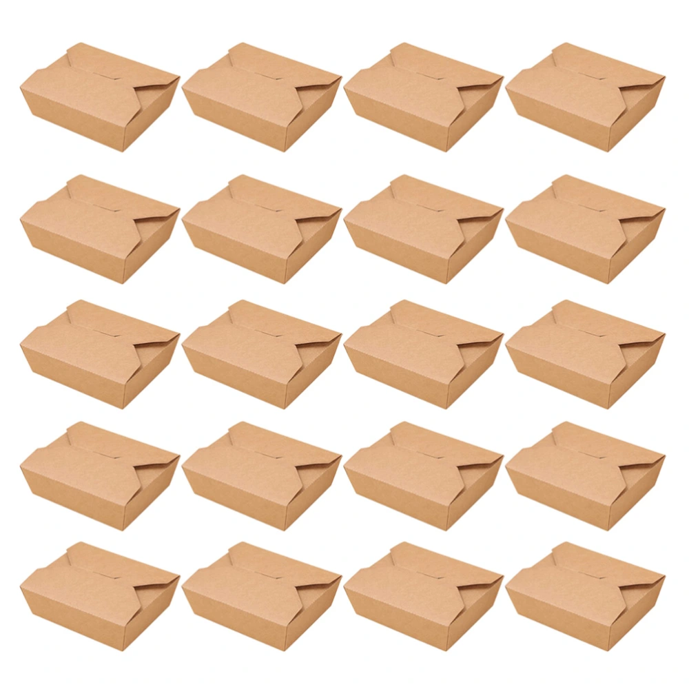 20pcs Kraft Paper Lunch Box Disposable Meal Prep Containers Food Takeout Boxes for Restaurant Home (800ml)