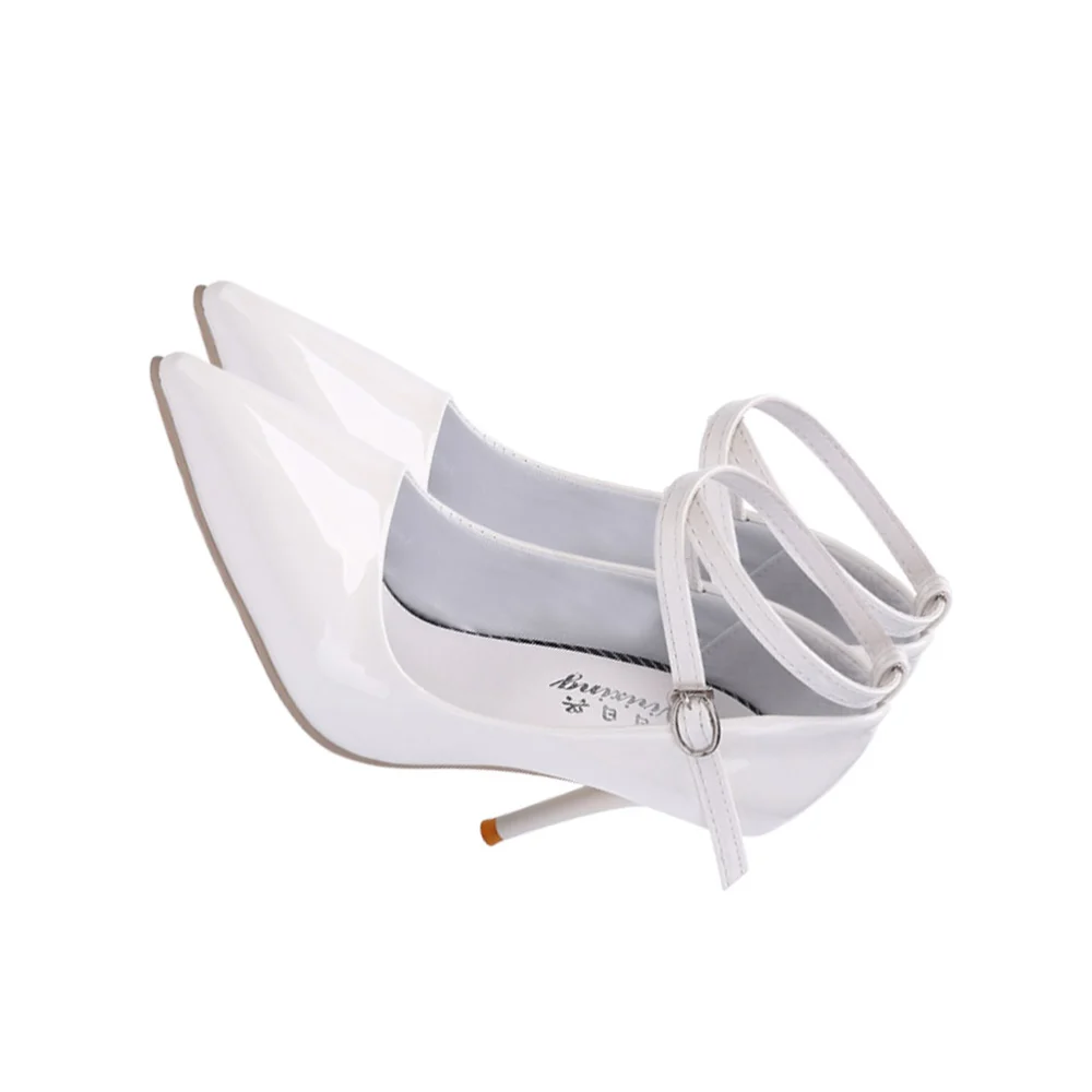 1 Pair of Stiletto PU Fashion High Heels Night Club High-heeled Shoes for Lady Size 36(White EU36.5,US6,UK3.5)