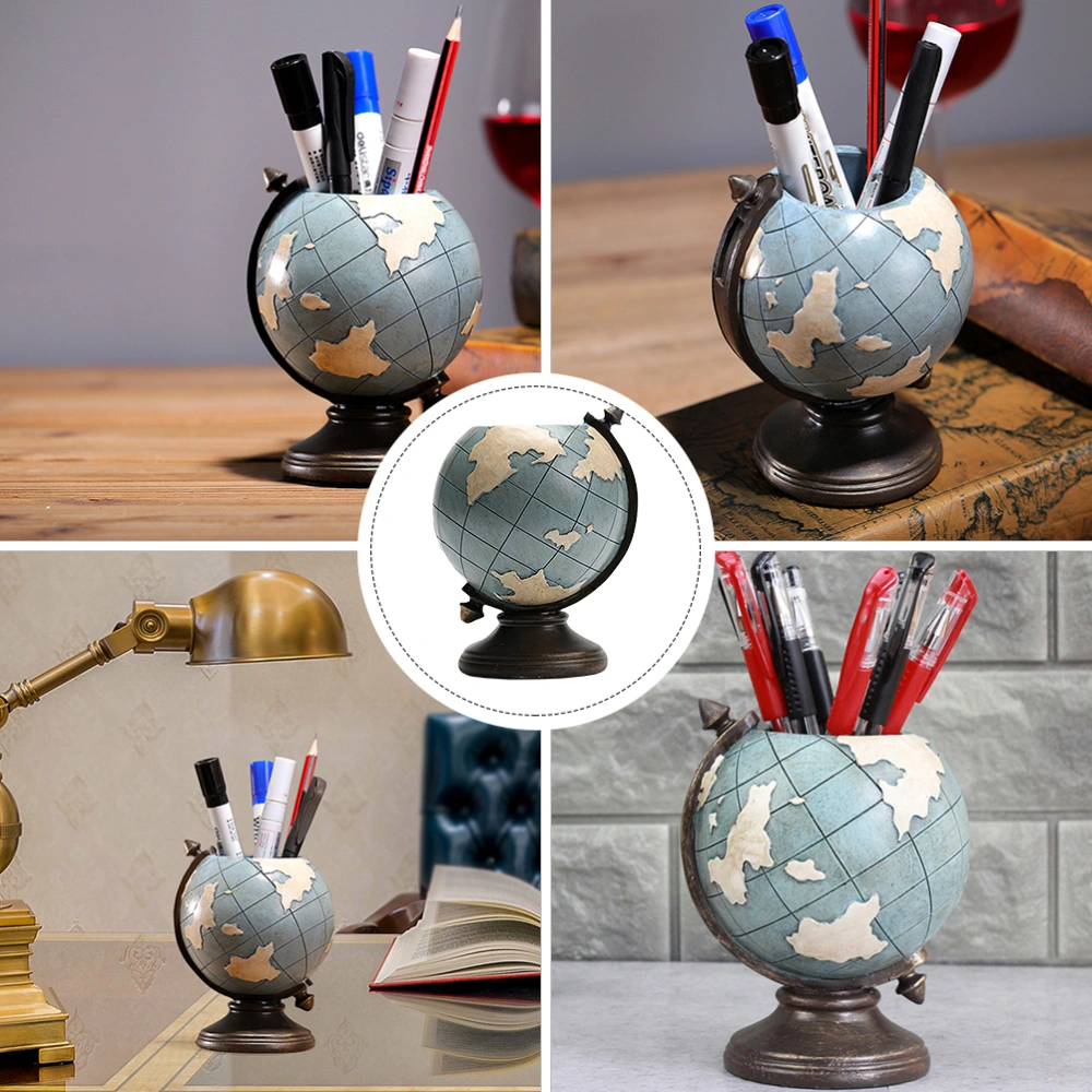 1pc Decorative Pen Holder Chic Globe Designed Pen Bucket Pen Storage Container