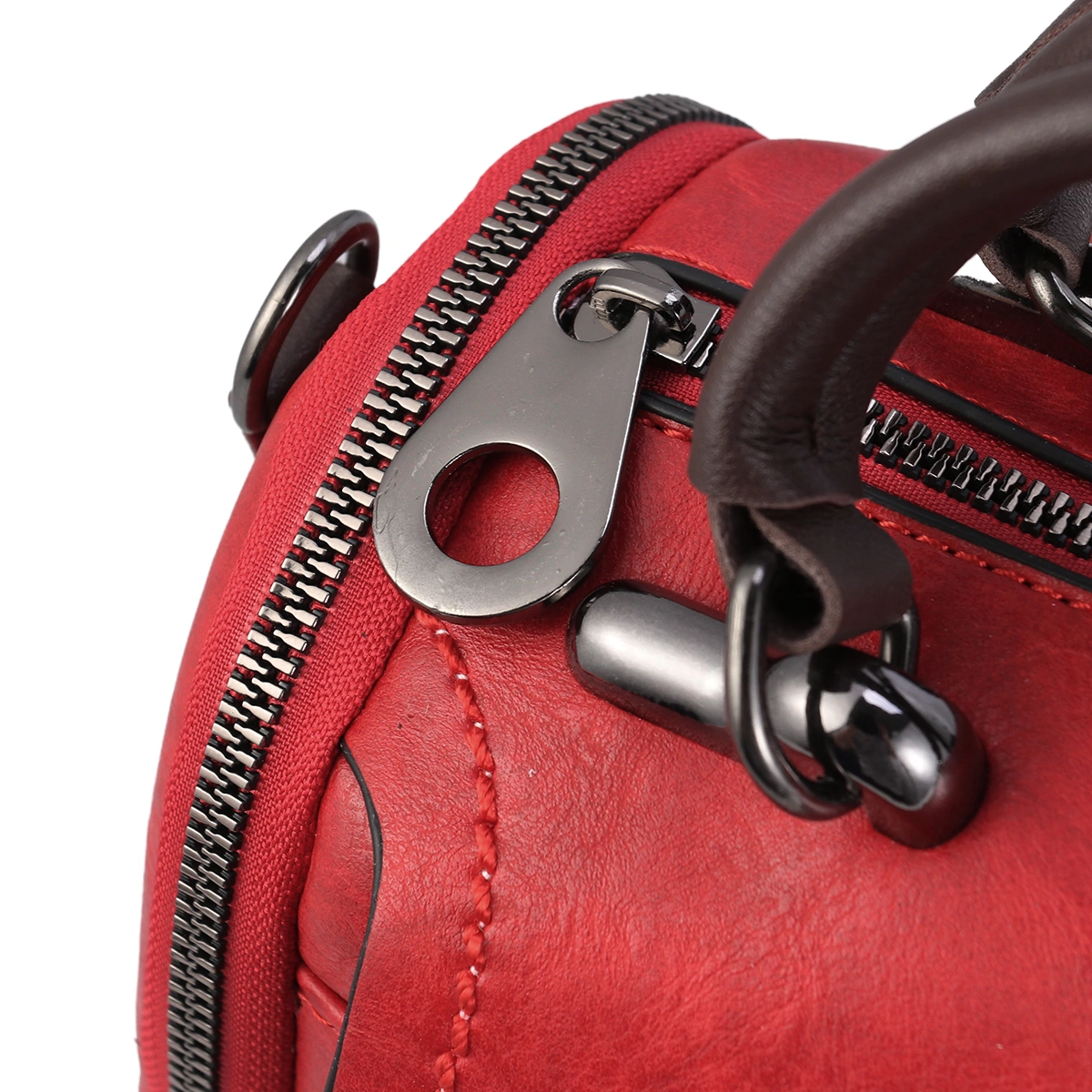 Fashion Pillow Bag Woman Portable Shoulder Bag Dual-Use Boston Barrel Handbag (Red)