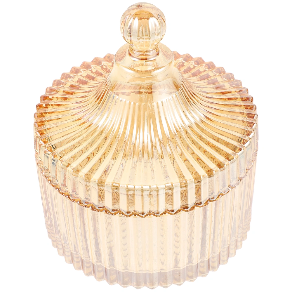 290ml Glass Candy Dish with Lid Clear Covered Candy Bowl Crystal Swab Bottle