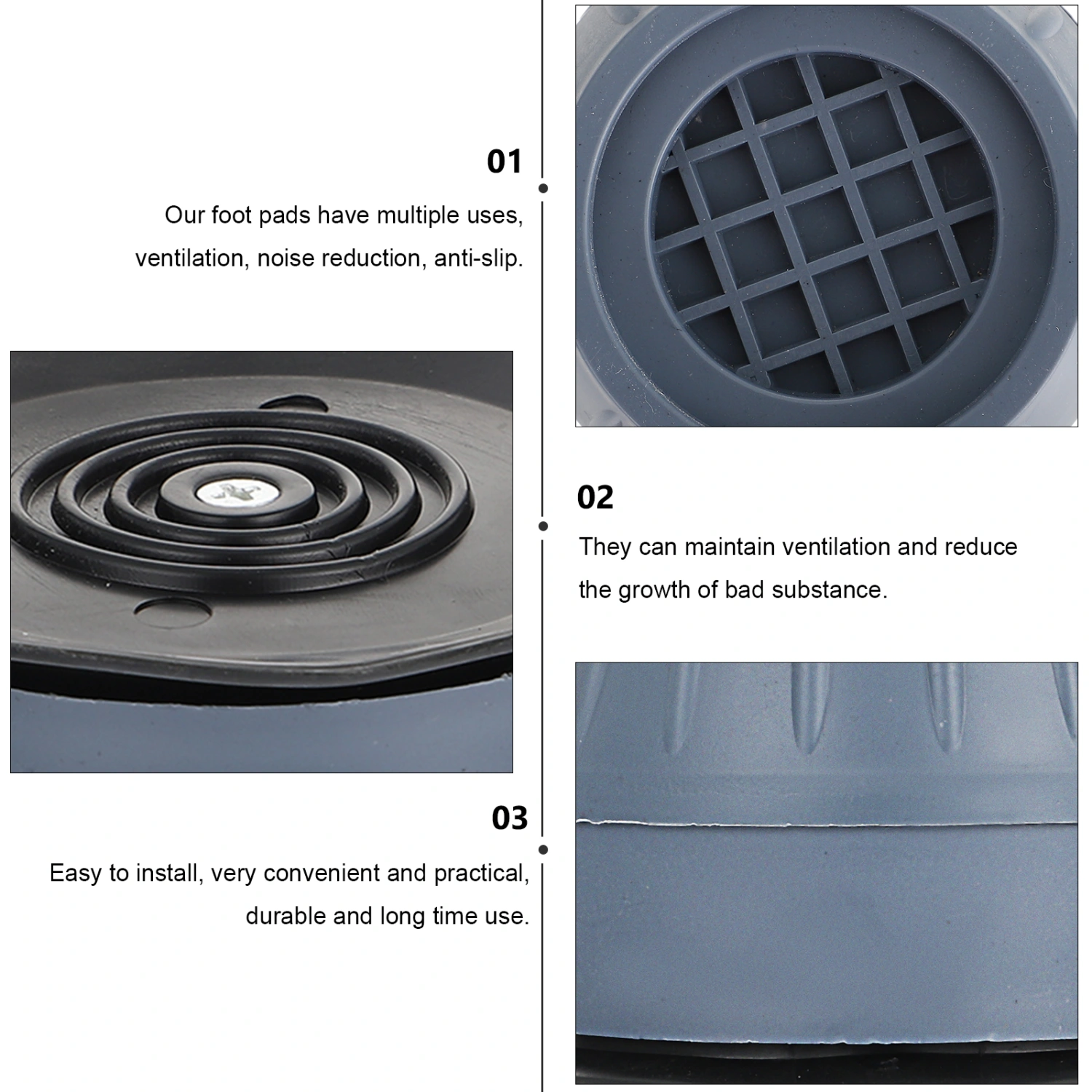 4pcs Washing Machine Shock-absorption Rubber Pads Reinforcement Foot Anti-skid Mats