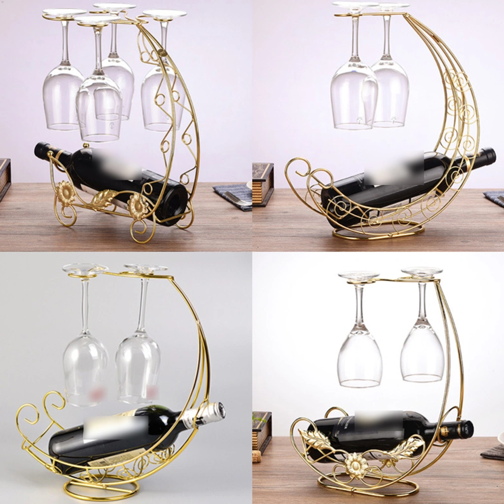 Iron Art Wine Rack Holder Creative Wine Glass Hanger Storage Rack Stylish Wine Glass Display Stand for Home Restaurant