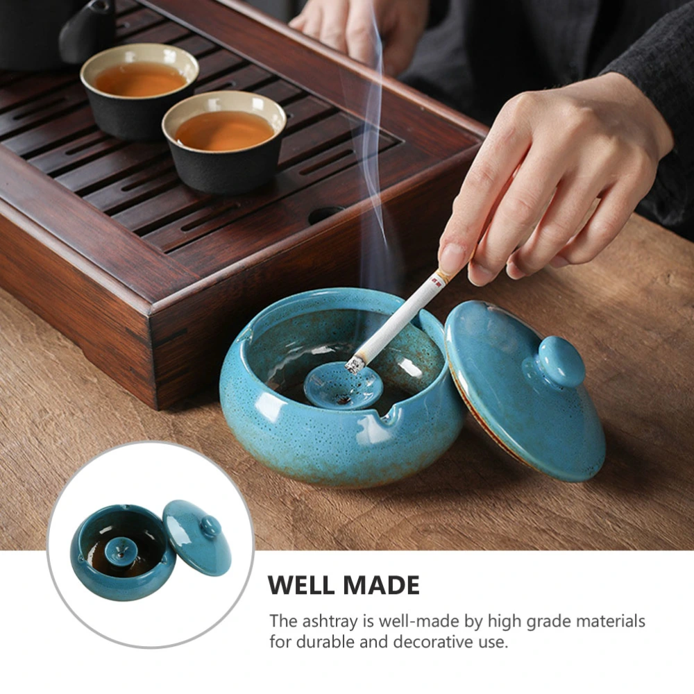 1pc Ceramic Ashtray Creative Ashtray Lid Ashtray Home Office Desktop Ashtray