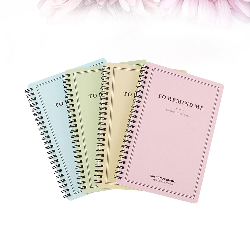 4pcs Prcatical Side-spiral Notebooks Simple Cover Notepad Students Stationery for Diary Journal Travel (A5)