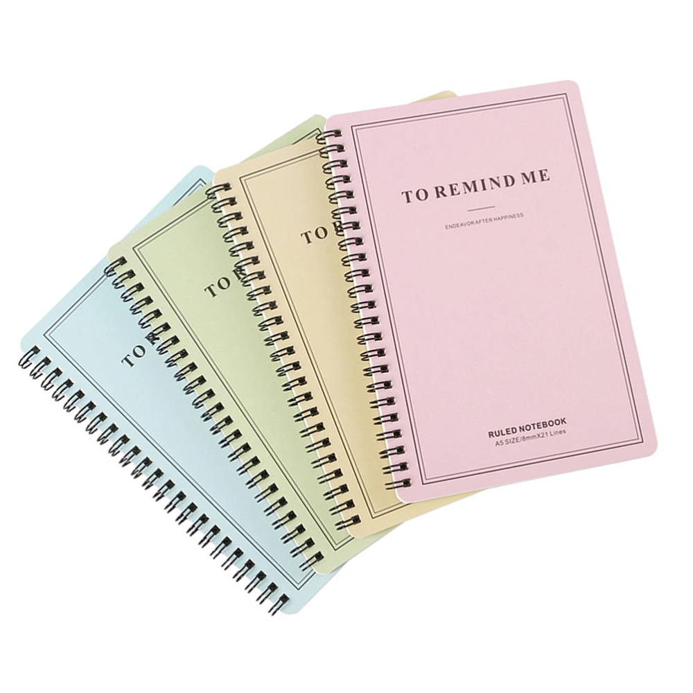 4pcs Prcatical Side-spiral Notebooks Simple Cover Notepad Students Stationery for Diary Journal Travel (A5)