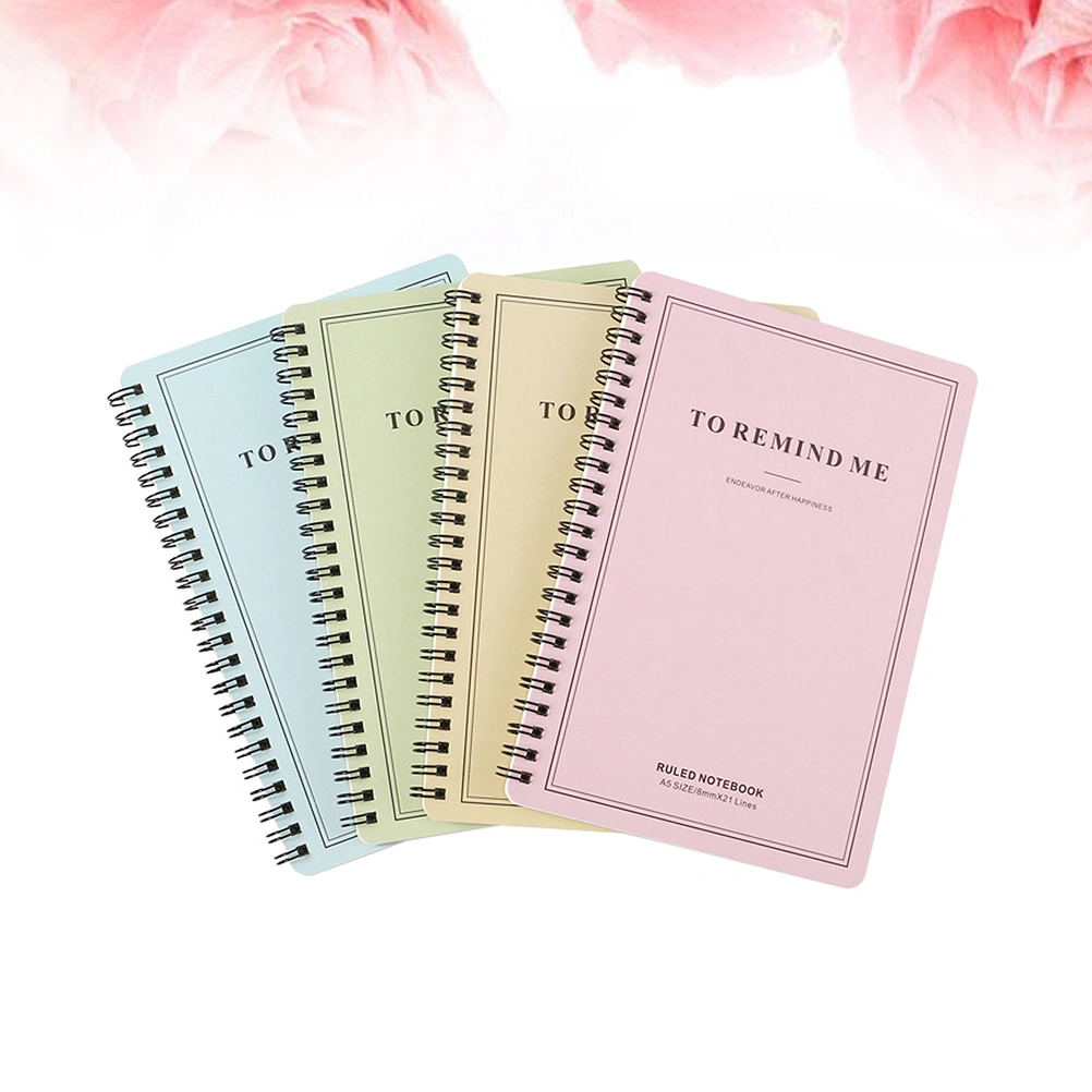 4pcs Prcatical Side-spiral Notebooks Simple Cover Notepad Students Stationery for Diary Journal Travel (A5)