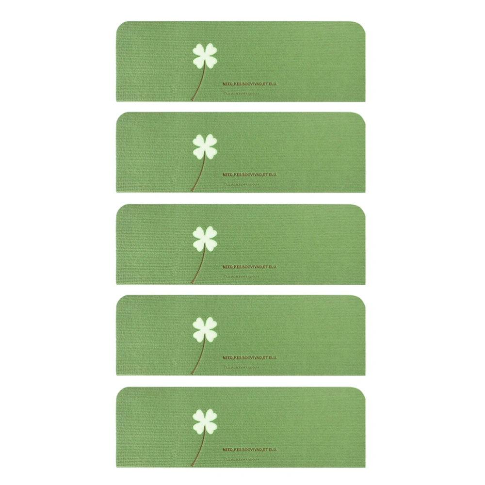 5pcs Non-Slip Luminous Staircase Pads Step Mats Stair Carpets Stair Treads Self-adhesive Step Pad (Four Leaf Clover, Fruit Green)