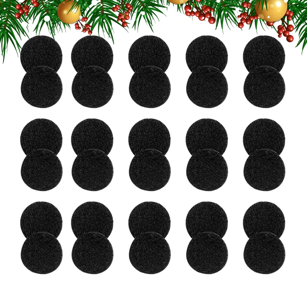 900pcs 30MM Round Self Adhesive Hook Loop Tapes Dots with Super Sticky Back Mounting Tapes Removable Stickers (Black)