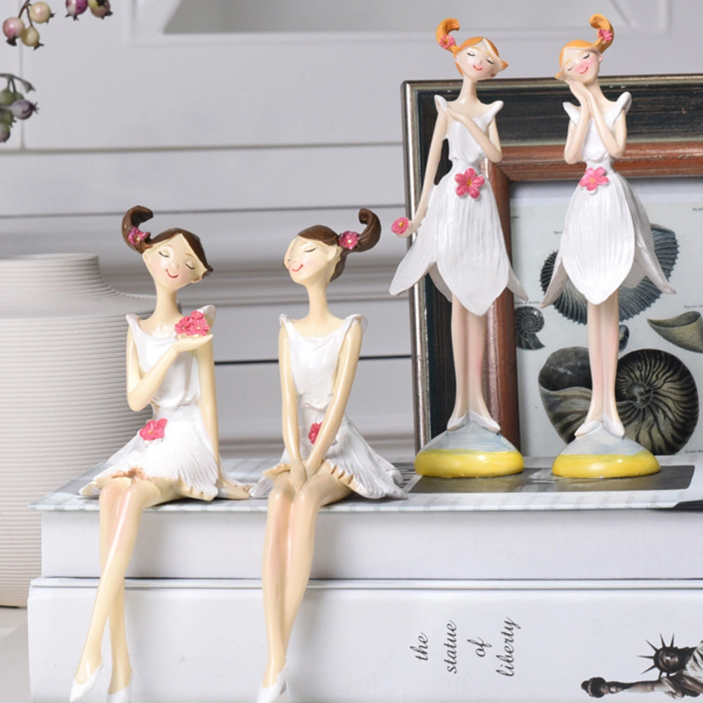 4pcs Standing Sitting Fairy Doll Ornaments Desktop Fairy Statue Decoration