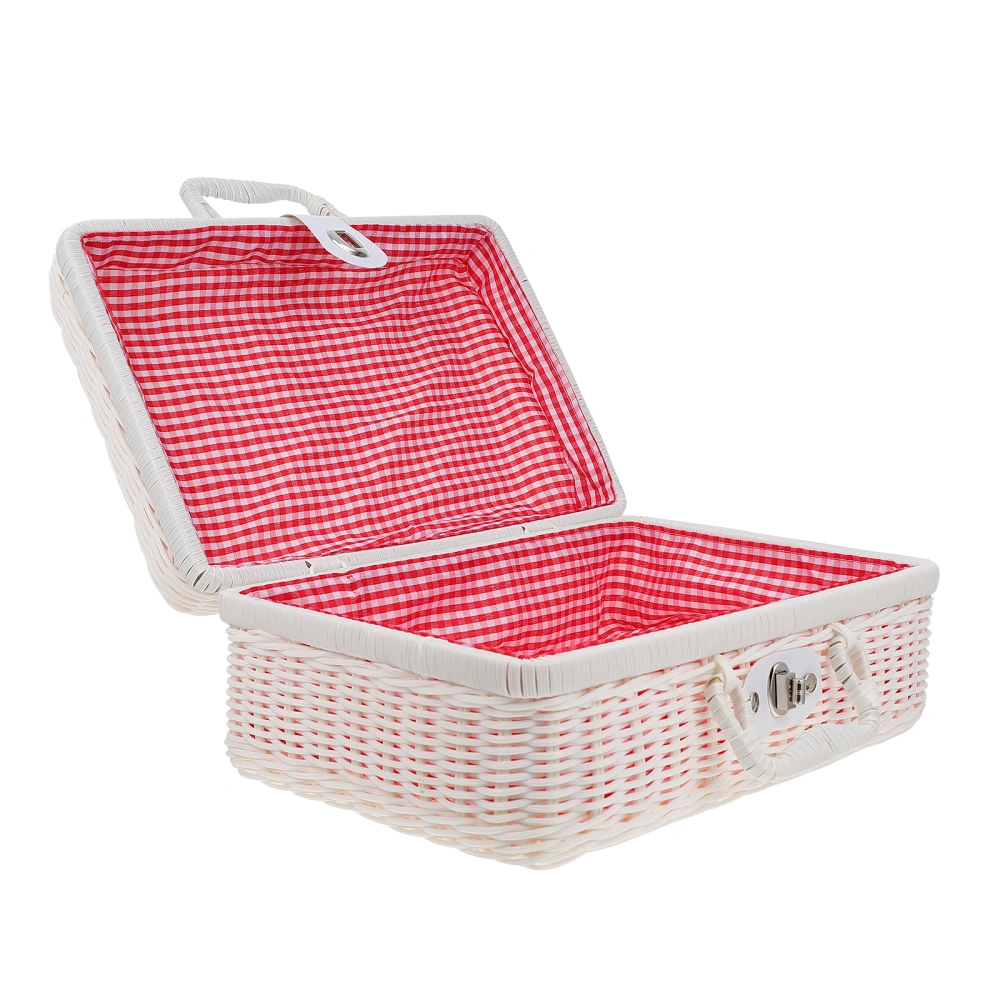 1Pc Simulated Rattan Woven Suitcase Creative Storage Box Handwoven Storage Case