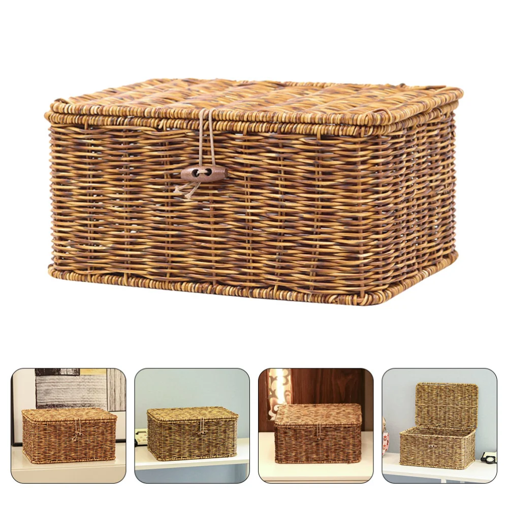 Hand-woven Storage Box Imitation Rattan Woven Box Frame Reinforced Storage Box