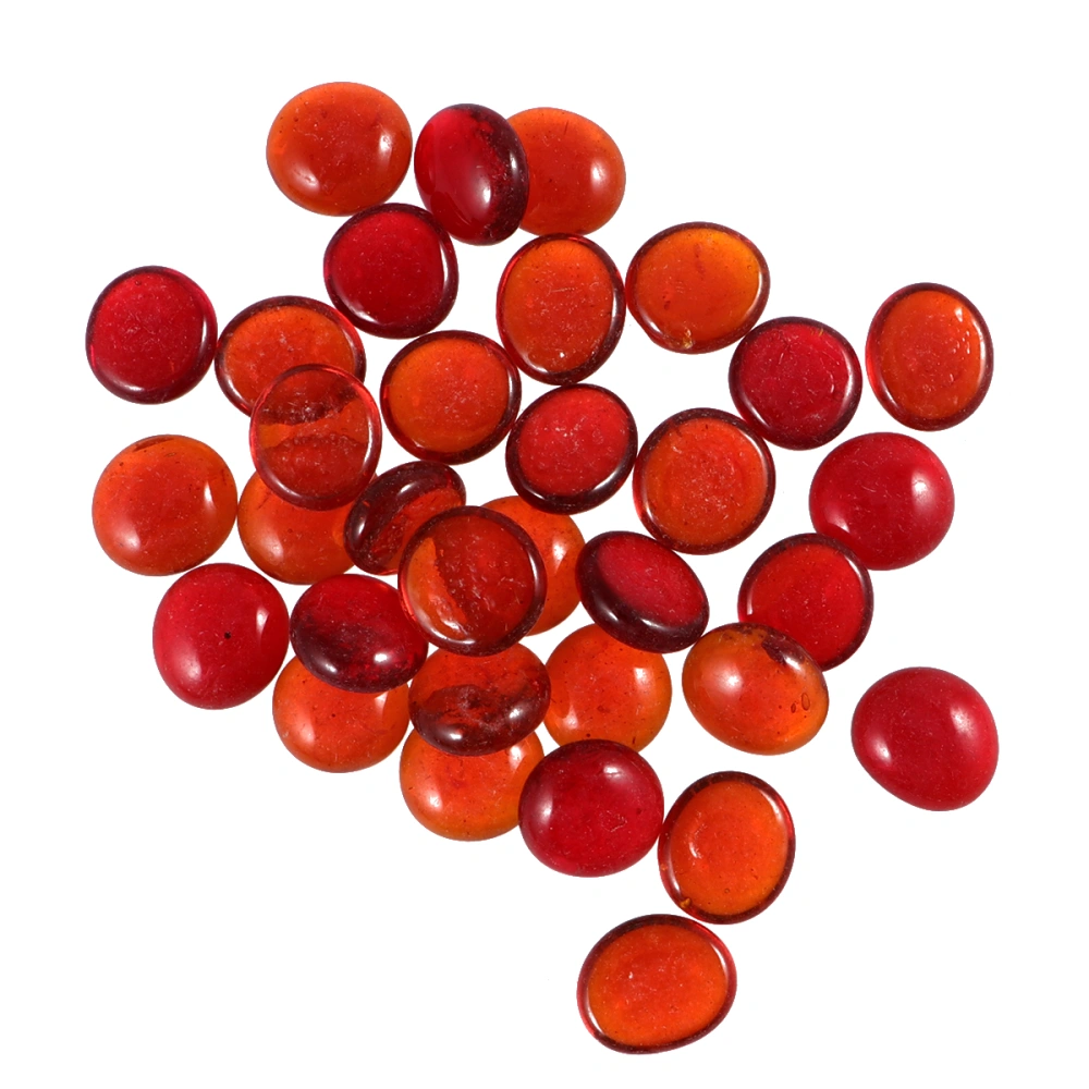 1 Set Flat Bead Decors DIY Glass Beads Multi-function Decorative Gravels Handmade Craft Ornaments for Home Store (Red)