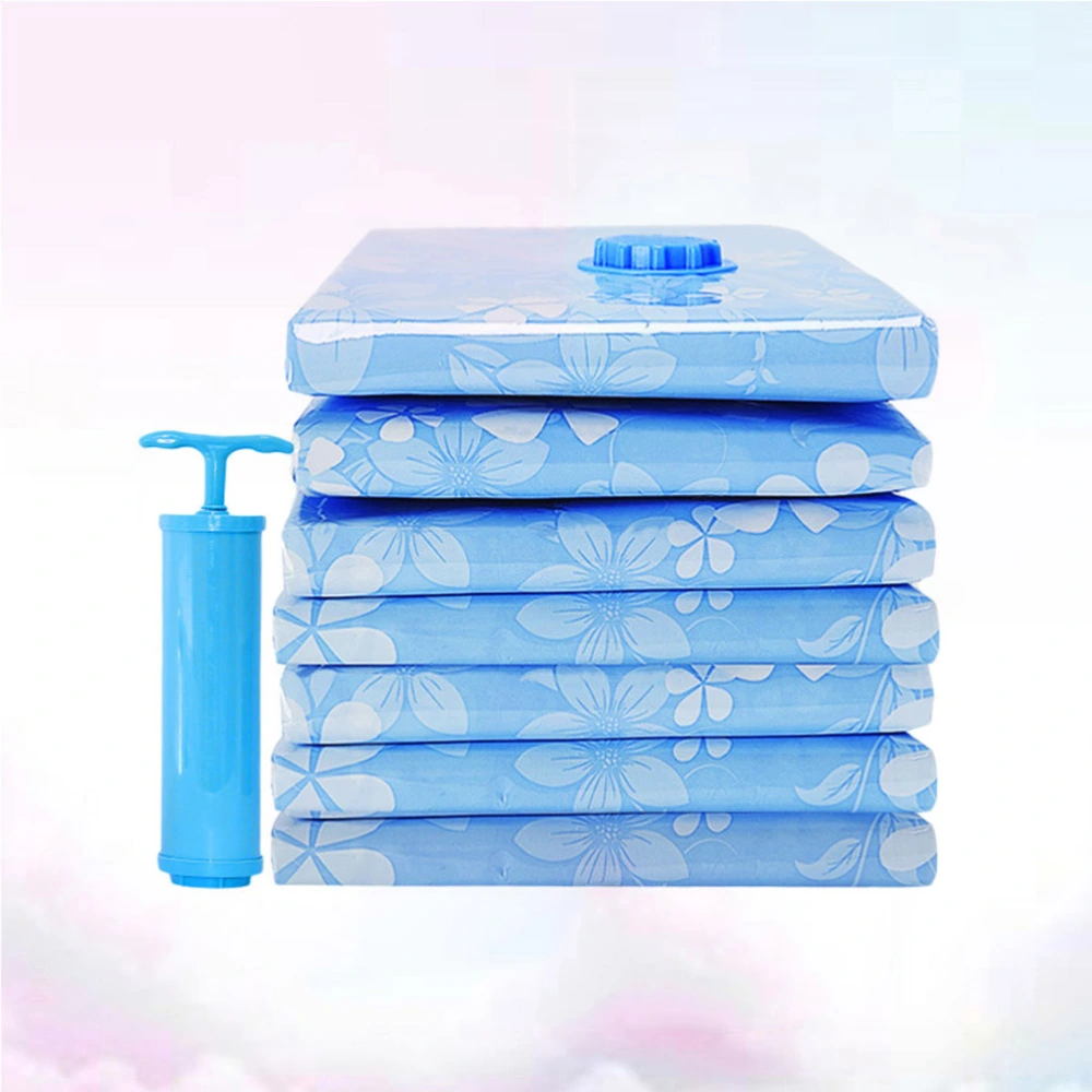 6 Pcs Vacuum Storage Bag Thickened Reusable Cloth Compressed Bag Dustproof Clothes Blanket Packing Bag with Hand Pump (70x50cm Lid for Random Type and Color)