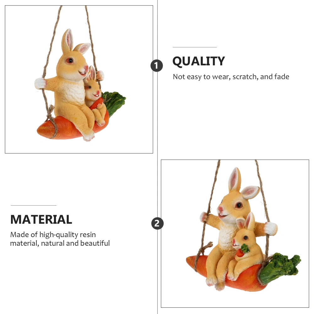 Easter Rabbit Figurine Resin Animal Figurine Lovely Swing Rabbit Decor