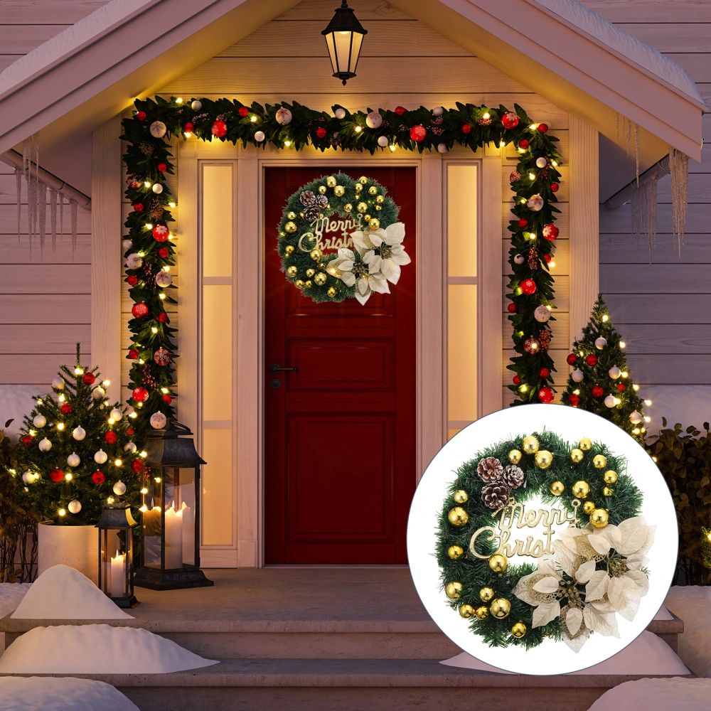 1Pc Artificial Flower Hanging Decor Christmas Romantic Lighting Wreath Decor