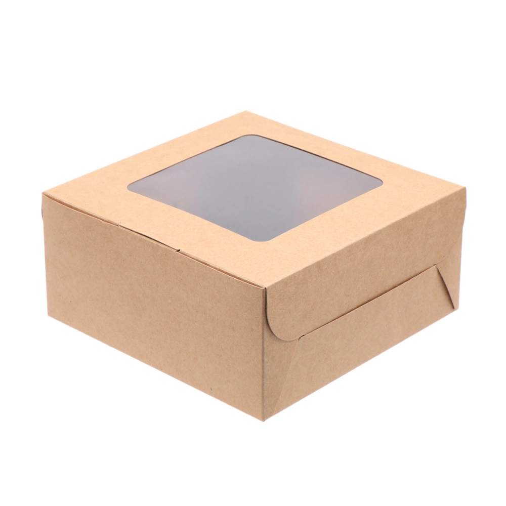 10pcs Fenestration Style Gift Box Kraft Paper Dessert Chocolate Wrapping Box Candy Packaging Box Muffin Puff Gift Box Kraft Paper Color