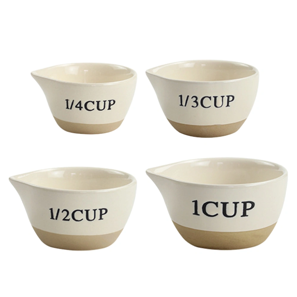 4Pcs Ceramic Milk Eggs Measuring Bowls Baking DIY Bowls Adorable Scale Cups