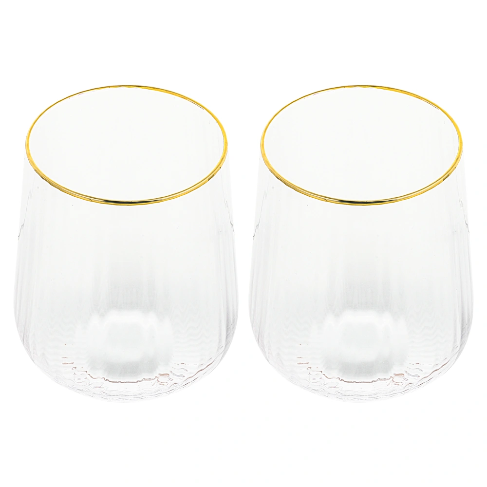 2pcs Novel Whiskey Cups Practical Glass Wine Cups Drinking Cups (Golden)