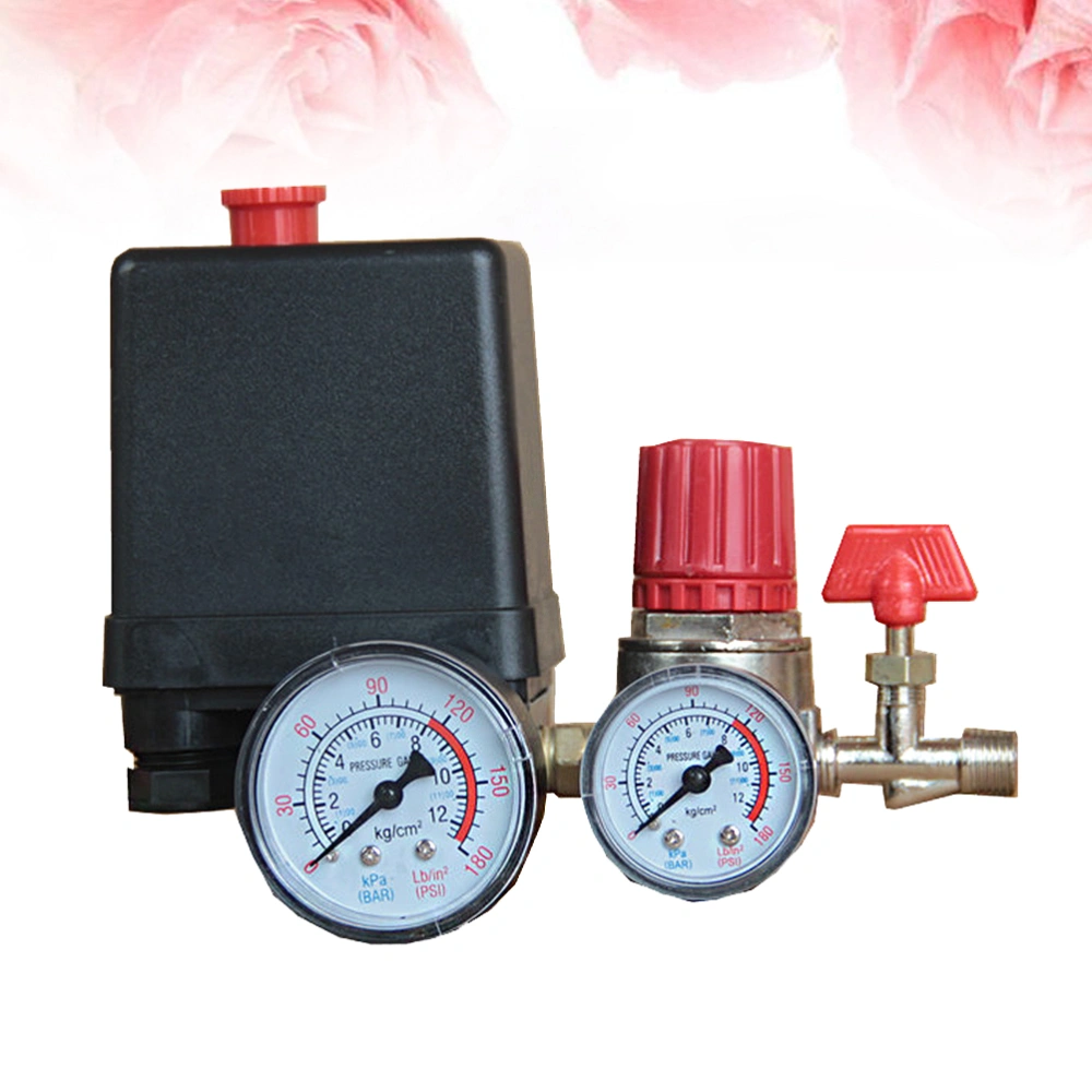 Professional 4 Holes Durable Air Compressor Pump Pressure Switch Control with Gauges Regulator