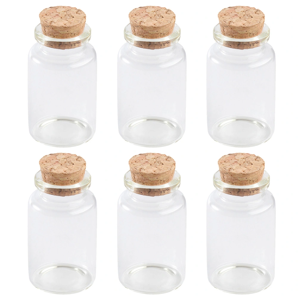 6Pcs Moisture-proof Cork Bottles Sealed Jars Tea Bottles (Assorted Color)