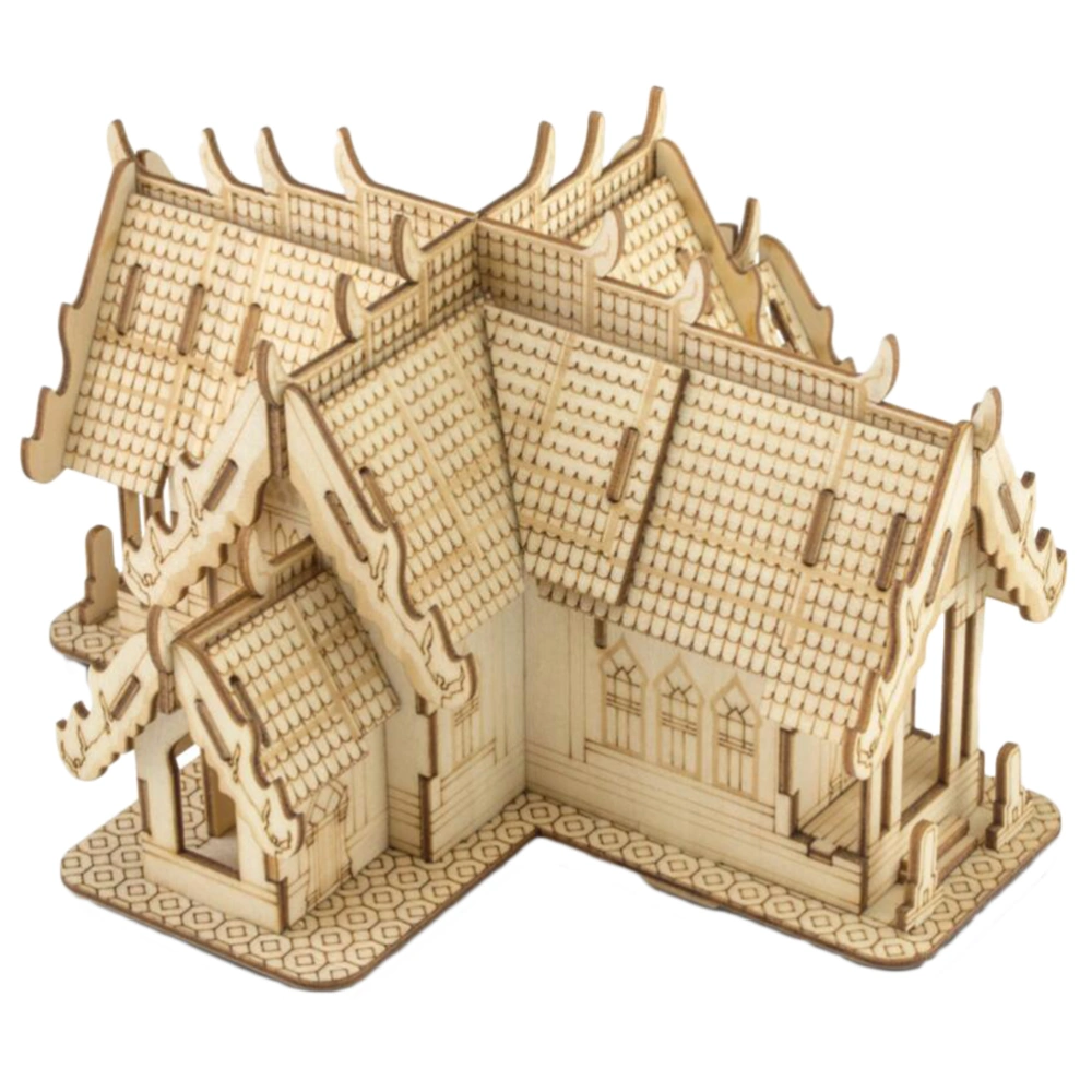 3D Wooden Thai Style House Puzzle Educational Board Toy DIY Funny Jigsaw (House B)