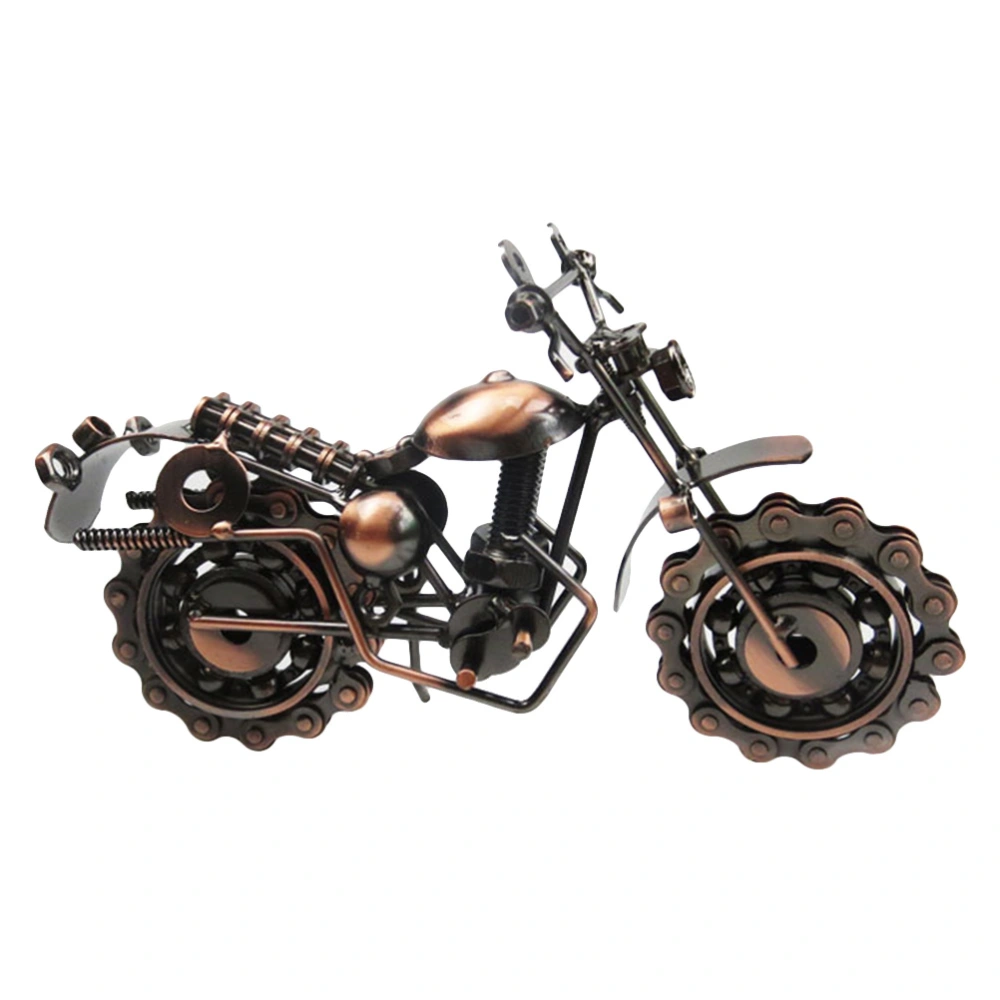 Iron Motorcycle Model Bronze Tone Metal Antique Motorbike Large Model for Home Decor (Bronze)