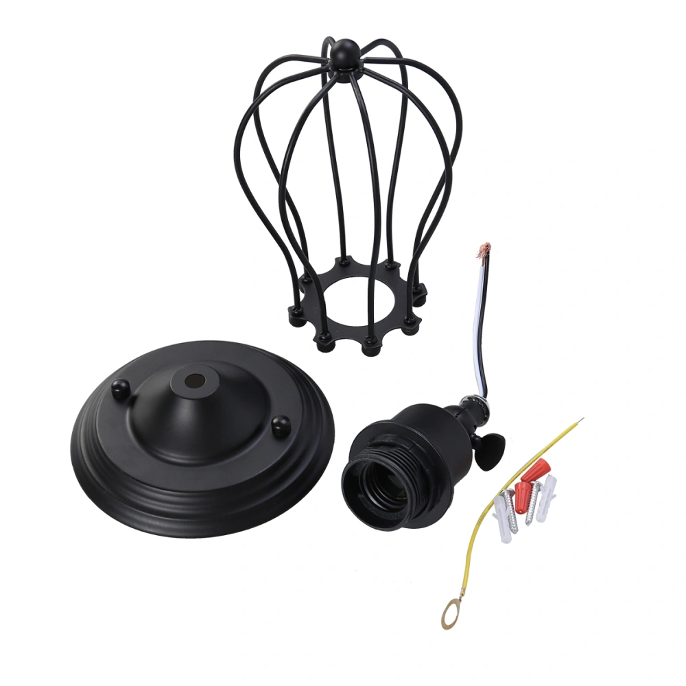 Wrought Iron Grapefruit Wall Lamp E27 Single Head Country Balcony Aisle Corridor Personality Creative Ceiling Lamp for 110-220V without Light Bulb (Black)