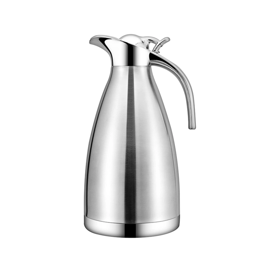 Stainless Steel Water Bottle Pot Insulated Kettle Thermal Bottle Household Water Container for Home Restaurant (Silver 2.0L Double-layer Insulated Pot)