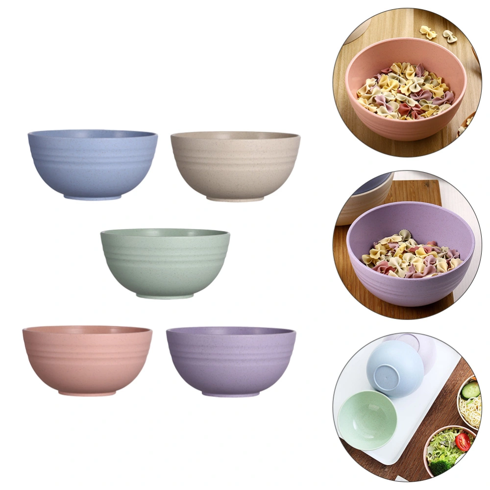 1 Set 10Pcs Wheat Straw Salad Bowls Mixing Bowls Set Rice Bowls (Assorted Color)