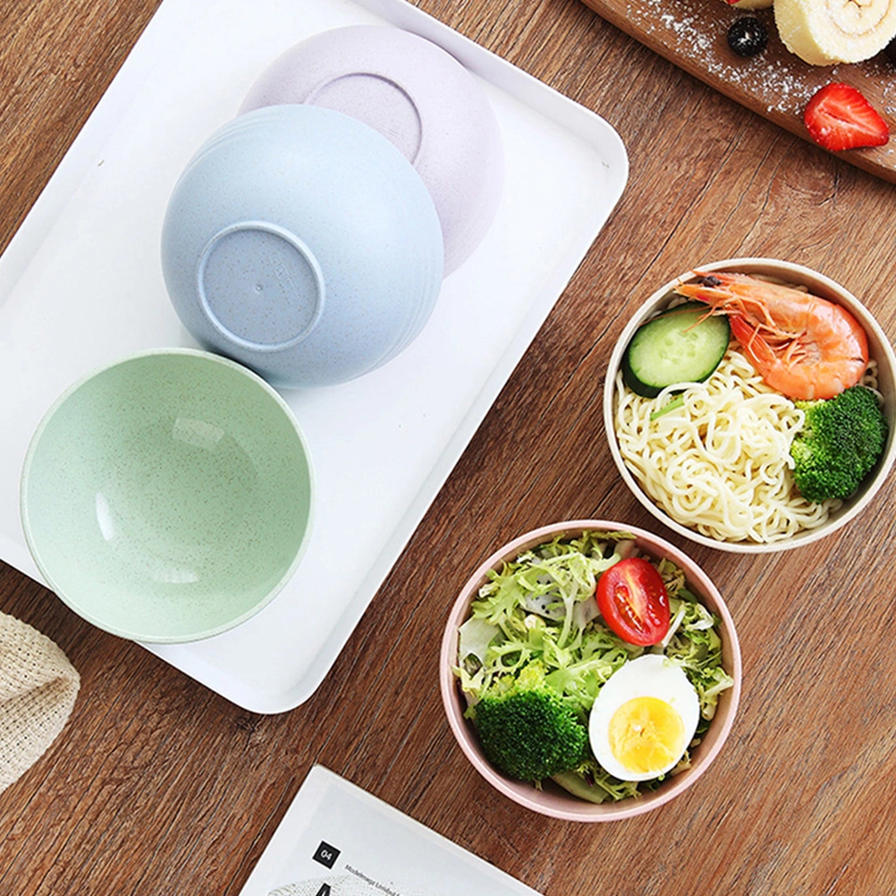 1 Set 10Pcs Wheat Straw Salad Bowls Mixing Bowls Set Rice Bowls (Assorted Color)