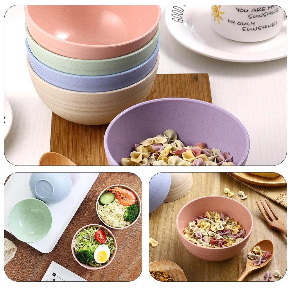1 Set 10Pcs Wheat Straw Salad Bowls Mixing Bowls Set Rice Bowls (Assorted Color)