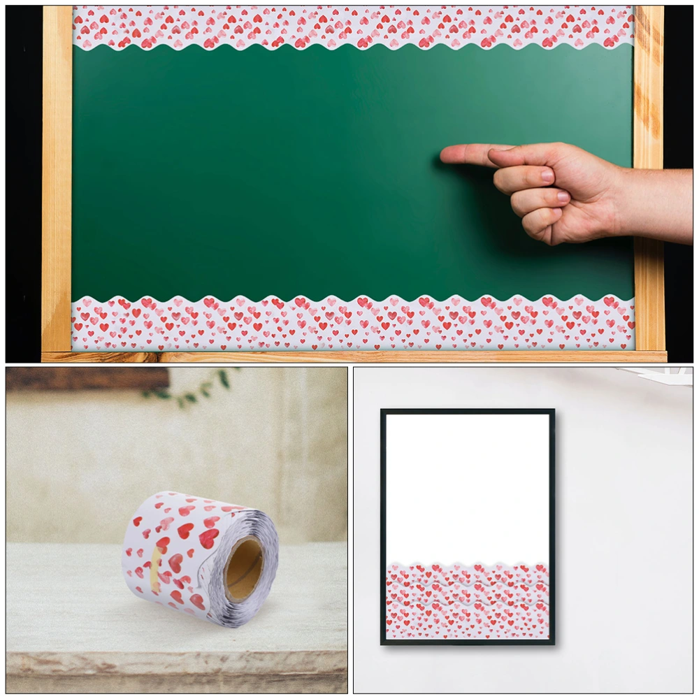 2 Rolls Wave Shape Heart-Shaped Pattern Blackboard Chalkboard Border Stickers