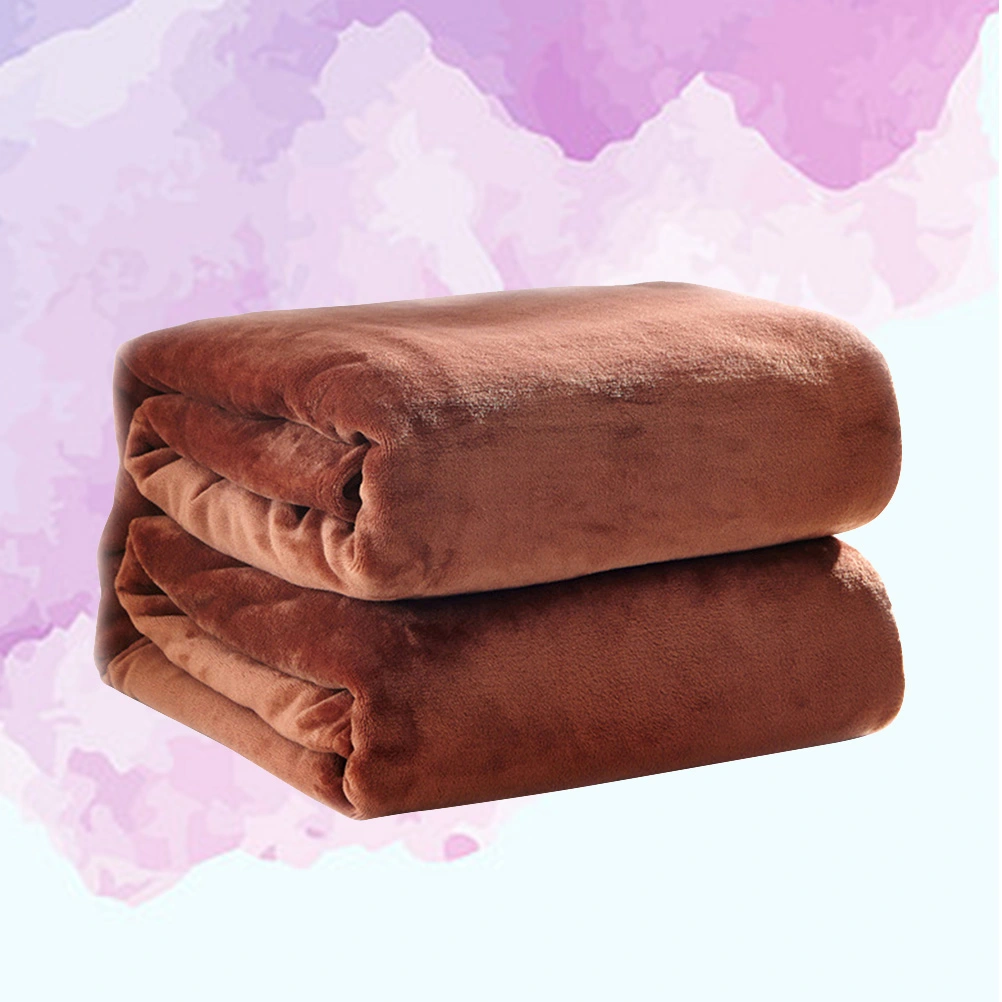 Pure Color Flannel Fleece Blanket Couch Solid Color Bed Blanket Sheet 120x200cm (Coffee)