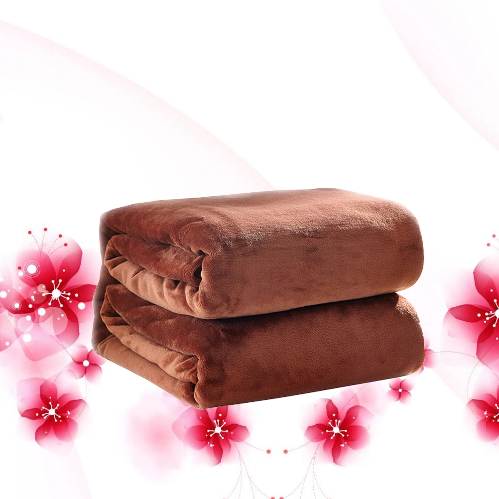 Pure Color Flannel Fleece Blanket Couch Solid Color Bed Blanket Sheet 120x200cm (Coffee)