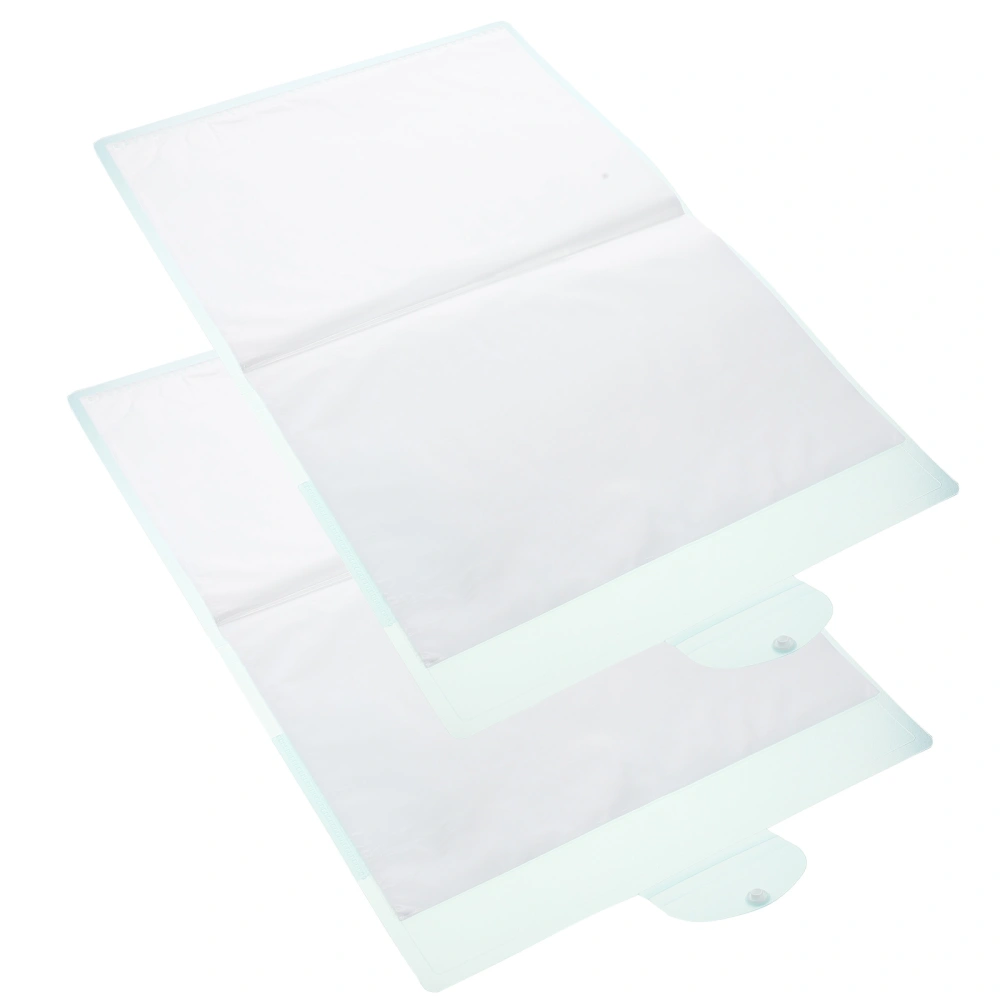 2pcs Test Paper Storage Bags File Folders Plastic Document Organizers (Light Green)