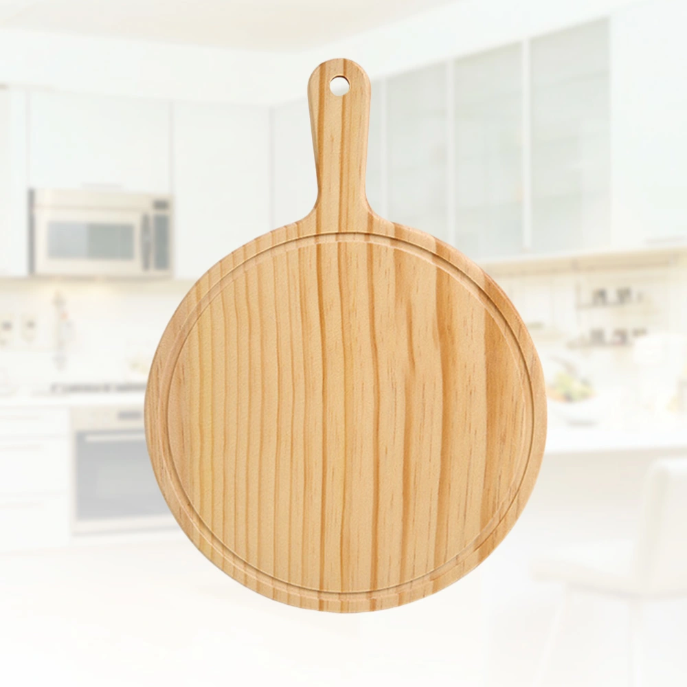 Wooden Pizza board Round with Hand Pizza Pan Baking Tray Pizza Stone Cutting Board Platter Pizza Bamboo Cake Bakeware(12 Inch,Varnish Washable)